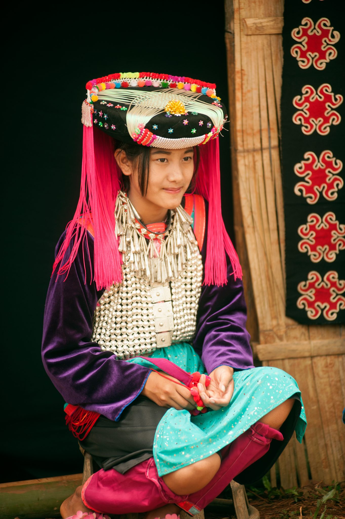 Portrait of Lisu minority hill tribe in Thailand