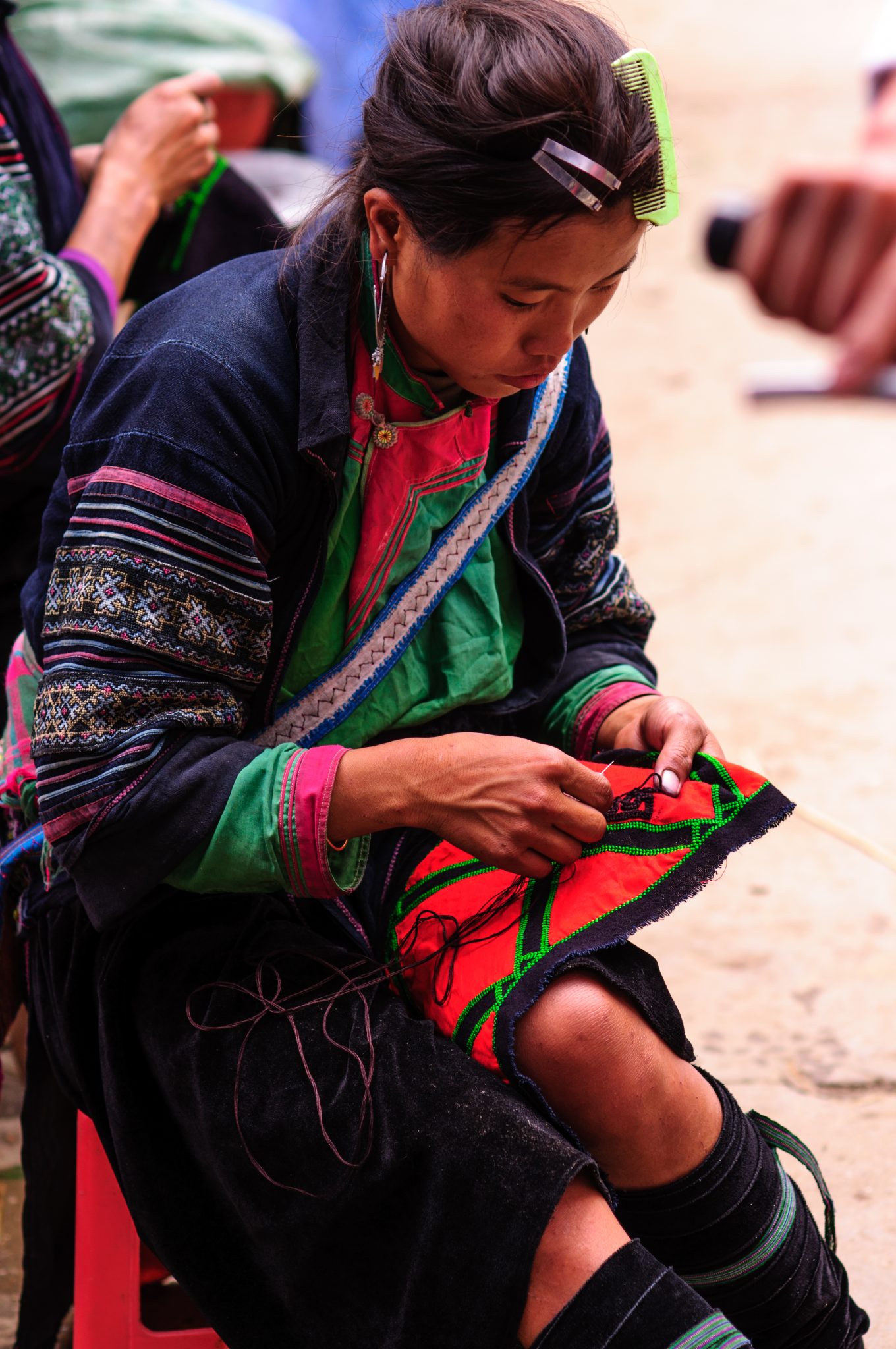 Vietnamese woman sewing